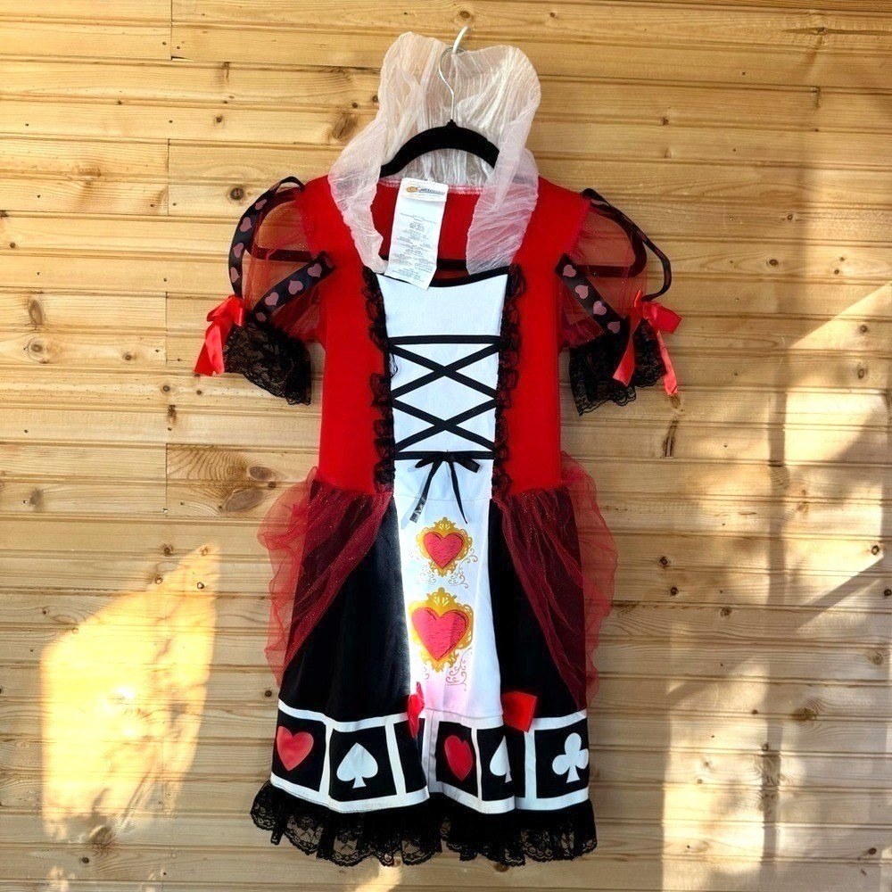 California Costumes Queen of Hearts Halloween Kids Medium Red Black Wonderland